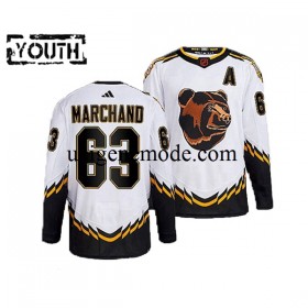 Kinder Boston Bruins Eishockey Trikot Brad Marchand 63 Adidas 2022 Reverse Retro Weiß Authentic